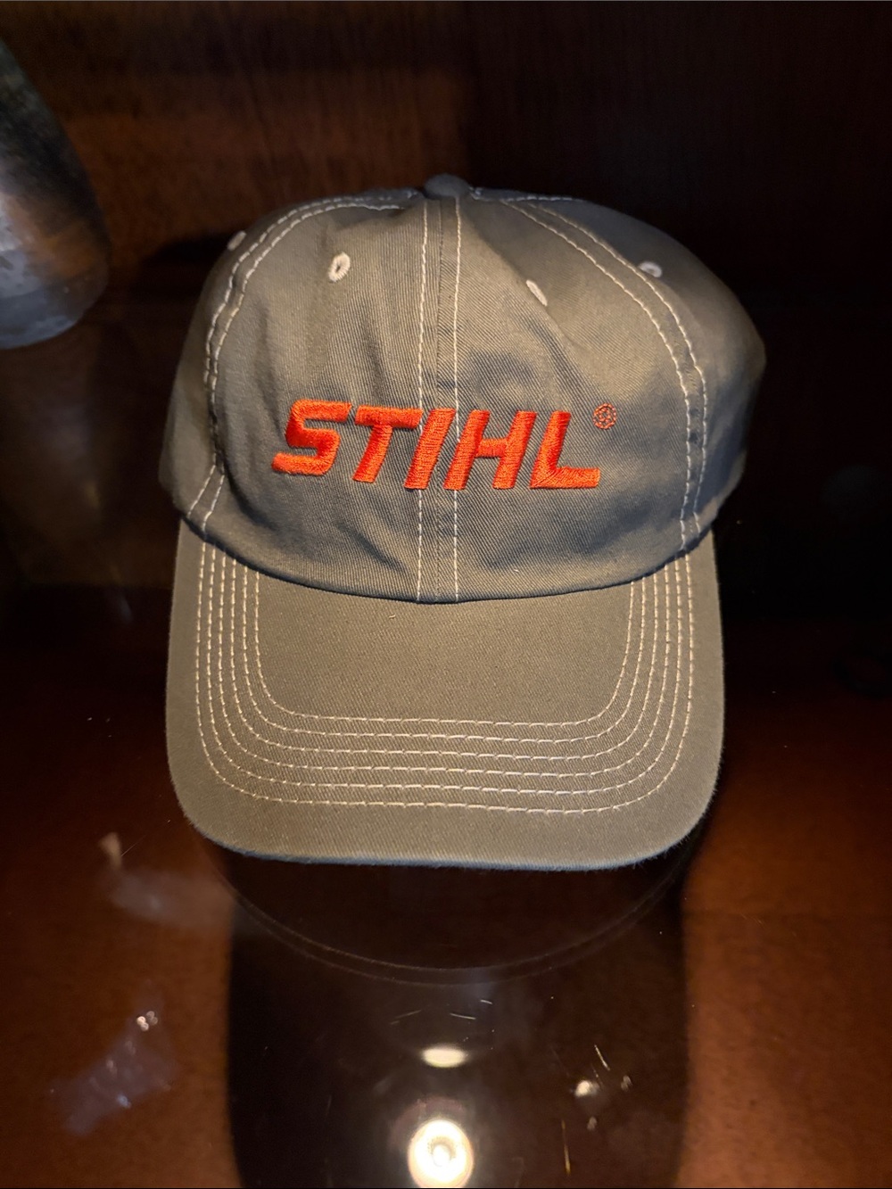 Stihl Embroidered Logo Cap in Olive Green with Orange Detail NWT